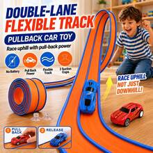 Lintasan Balap Fleksibel dan Dapat Diubah Bentuk Sepanjang 4,5m dengan Mobil Perekat (Warna Acak), Lintasan Variabel DIY, Mainan Anak Portabel, Cocok untuk Hadiah Natal/Halloween/Thanksgiving/Paskah/Tahun Baru - MultiWarna - View 3