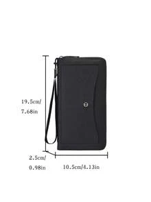 SHABILI 1pc Solid Color PU Large Capacity Zipper Business Wallet Clutch Phone Bag For Men, Commuting, Student, Daily Use - Black - View 5