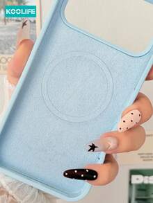 KOOLIFE 1pc Light Sky Blue Solid Color Magnetic Phone Case, Smooth Skin-Friendly Silicone + PC Shell, Shockproof Protective Cover, Elegant Minimalist Daily Style, Full Camera Raised Edge Protection, For IPhone 18 Pro/18 Pro Max/17/17 Pro/17 Pro Max/16/15/14/13/12/11 - Baby Blue - View 7
