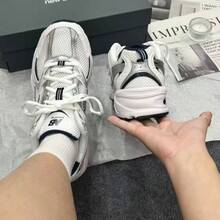 New Balance 530 Silver White Sneakers, Faux Leather Mesh Breathable Retro Low Top Unisex Running Shoes For Spring - Multicolor - View 4
