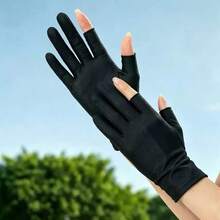 1 Pair Women's Short 2-Finger Exposed Sun Protection Gloves, Spring/Summer/Autumn Fashion Thin Touchscreen Anti-Slip Elastic Breathable Cycling Driving Hiking Running Sweat-Absorbing Sports Protective Gloves - Multicolor - View 4