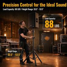 Pair Of Slim Mini Tripod Speaker Stands, Adjustable Height 33.5" To 53.5", PA DJ Short Speaker Stands With Pole Mount - one-size - View 5