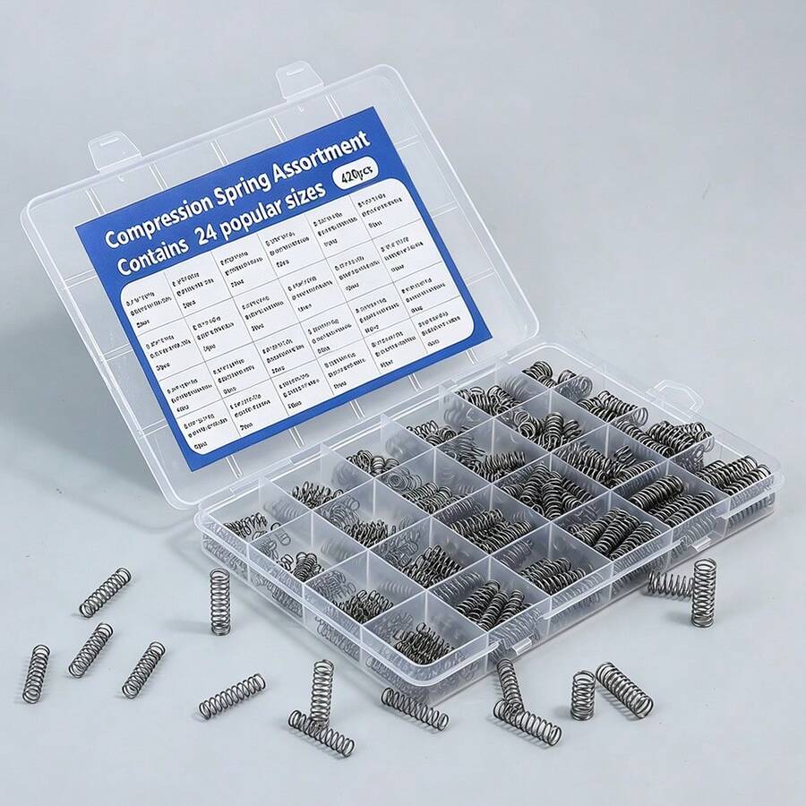 suli 420pcs Assorted Compression Spring Set 24 Sizes 304 Stainless Steel Mini Springs For Mechanical Repair Electronics DIY Hardware