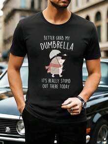 Lustiges Herren-T-Shirt Mit Igel-Motiv, Premium-Material, Rundhalsausschnitt, Lockere Passform, Bequem, Einzigartiger Grafikdruck - Black - View 1