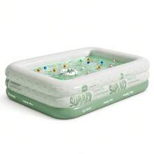 熊貓充氣游泳池附遮陽篷與可愛熊貓噴水器，可攜式兒童泳池，加厚側壁，易於組裝，快速排水，可折疊收納，適合成人，家庭後院夏季水上樂趣，露台戶外休閒，泳池躺椅 - A - 查看 15