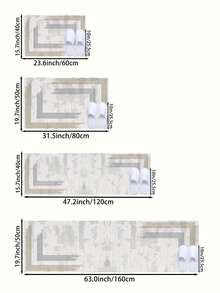 1pc Wabi-Sabi Line Pattern Absorbent Kitchen Mat, Suitable For Kitchen, Living Room Carpet, Non-Slip Bathroom Mat, Laundry Room, Bedroom, Indoor/Outdoor, Office, Lobby, Door Mat, Area Rug, Holiday Decor, Hallway Carpet, Study And Gaming - Light Grey - View 4