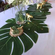 24 Stücke künstliche tropische Palmblätter, hawaiianische tropische Blatt-Tischsets, verschiedene Größen, geeignet als Tischdekoration für den Esstisch, Dschungel-Strand-hawaiianische Tropenparty-Dekoration, Sommerdekoration, Aloha-Party-Zubehör, Sommer-Strandparty-Dekoration, hawaiianische Camping-Tischdekoration, Flamingo-Party-Zubehör, wilde Geburtstags-Party-Zubehör, tropische Dschungel-Dekorationszubehör, Sommer-Heimdekoration, Küchendekoration, Tischdekoration - mehrfarbig - Übersicht 5