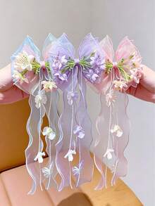 1pc Children's Hair Accessory Spring Fresh Small Bow Hair Clip For Girls, Sweet Orchid Hairband And Forest Style Pearl Tassel Hair Accessory (Slight Color Difference Between Actual Product And Image) - Mixed color - View 11