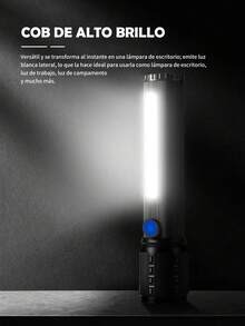Strong LED Flashlight, Multifunctional Portable LED Outdoor Flashlight With Lithium Battery And High Strength Material, 3 Modes, Multifunctional Telescopic Zoom Light Type-C For Outdoor Use, Suitable For Outdoor Use, Home, Hiking, Cycling, Fishing, Car, Emergency Lighting. - Black - View 4