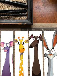 30 Peças Marcadores de Livro Engraçados de Animais, Etiquetas de Leitura de Livros em Desenho Animado, Cartões Marcadores, Papelaria Prática, Requintada, Criativa, DIY - Animais engraçados - Visão 3