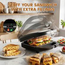 SUPERLEX Sandwich Maker 750W, Stainless Steel Sandwich Machine, Non-Stick Coating, Cool-Touch Handle, Easy To Clean, Compact Electric Sandwich Toaster For Breakfast - View 8