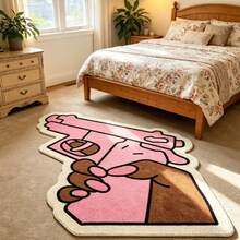 1 pieza Alfombra decorativa con forma de pistola rosa de cachemira sintética, alfombra de sala de estar, felpudo de puerta, felpudo de puerta exterior, alfombra de cocina, decoración del hogar, felpudo de puerta principal, alfombra de área pequeña, alfombra exterior, decoración del hogar, alfombra de área, alfombra de jardín, alfombra lavable - Multicolor - Ver 3