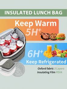 NEWHEY Men's Portable Reusable Insulated Lunch Box, Large Capacity Oxford Waterproof Lunch Box With Handle And Adjustable Strap , Lunch Bags For Woman - Multicolor - View 2