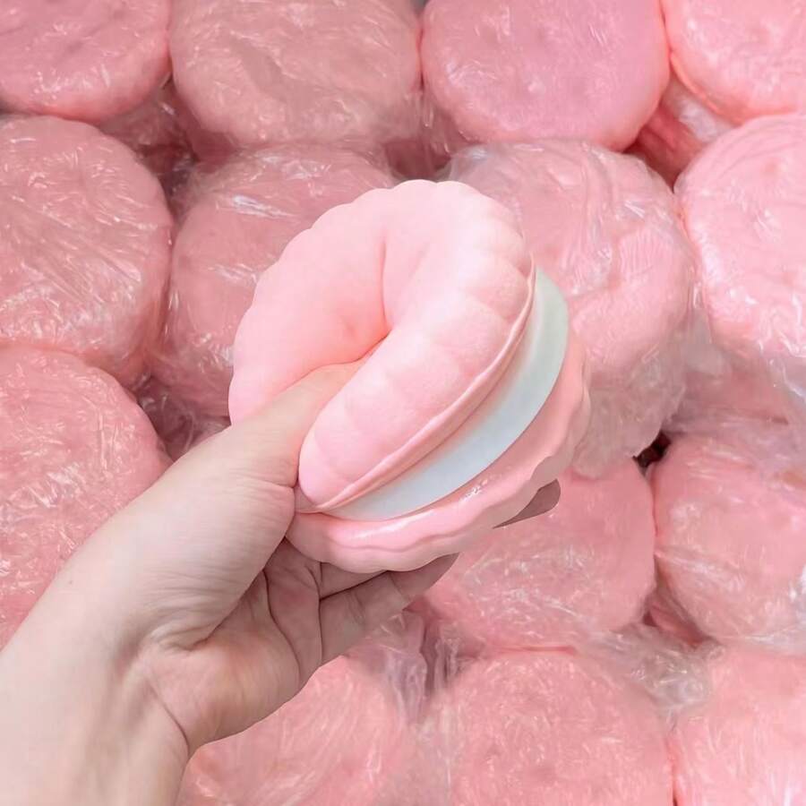 1pc Japanese Style Sandwich Cookie Slow Rebound Multi-Layer Mousse Sticky Stress Relief Toy, Round Or Square Available, Super Stress Relieving. Also Can Be Used As Creative Small Ornament Or Small Gift - Multicolor - View 1