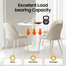RainWeel Modern Round Dining Table, Kitchen Dining Table, Pedestal Table With Round Top, Tulip Dining Room Table For 1-4 People, Modern Coffee Table, 31.5*28.7inch  Mid-Century Leisure Table For Living Room, Kitchen, Dining Room, Balcony, Patio, Bar, White - White - View 5