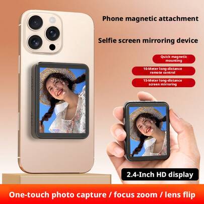 Plug & Play Magnetic Display Receiver, Real-Time Preview For Rear Camera Selfie, Remote Capture Tool For Vlog & Photo