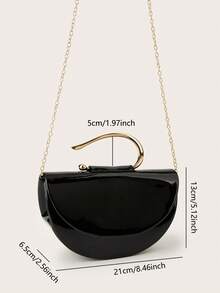 Elegant Patent Leather Women's Handbag, Minimalist Clutch Bag With Chain, Lightweight Luxury Handbag For Parties/Evenings, Perfect Birthday Gift For A Girlfriend, Suitable For Parties - 薑色 - 查看 8