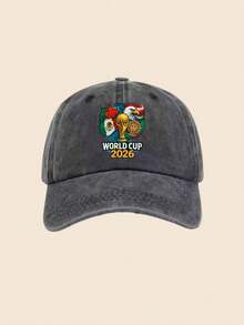 1pc 2026 World Cup US-Canada-Mexico Cartoon Washed Print Baseball Cap For Women, Baseball Cap For Outdoor Sun Protection For Men - Trophy - View 13