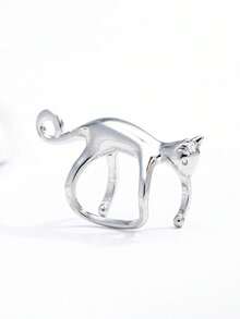 1PC Women's Personalized Cat Decor Ear Cuff Climber Crawler Clip Earring Jewelry Gifts - Silver - View 8