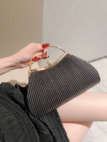 Fashionable Handheld Evening Bag Evening Dress Bag - Black - View 3