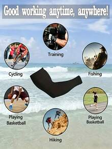 4pcs Solid Color Unisex Ice Sleeves, Summer Ice Silky Fiber Fabric Arm Sleeves, Straight Tube Breathable Arm Covers For Cycling, Hiking, Golf, Fishing, Driving, Outdoor Sports, Available In Black, White, And Gray - A - View 10