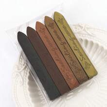5pcs/Pack English Wax Sticks With Wick, Sealing Wax For Wax Seal Stamp, Multiple Colors Available, Suitable For Envelopes/Invitations/Scrapbooking/Gift Wrapping/DIY Handmade Decoration - 5 Sticks/pack With English Cored Wax Strips - View 16