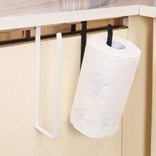 1pc Kitchen Paper Towel Holder, No-Drill Cabinet Hanging Roll Paper Rack, Dishcloth Oil-Absorbing Paper & Cling Film Holder, Kitchen Storage Rack - Multicolor - View 2