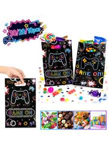 30pcs-Electronic Game Party Favor Bags -Neon Electronic Game Theme Dessert Candy Gift Bags, Gamer Birthday Game Activity Supplies, Game On Theme Party Decorations, Birthday Party, Baby Shower Party Theme Supplies - Multicolor - View 8