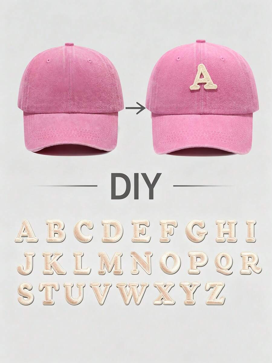 1pc Vintage Baseball Cap, Detachable A-Z Letter Patch Self-Adhesive, Personalized Initial DIY Adjustable Soft Top Trucker Hat, Casual Outdoor Gift - Style 1 - View 1