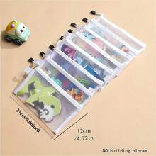 1pc/3pcs Transparent Zipper Mesh Bag 3 Sizes Waterproof Plastic Storage Pouch With Secure Zipper Suitable For Stationery Storage, Travel And Office Supplies And Puzzle Storage Durable Reusable Zipper Bag, Travel Organizer Bag, Sturdy Zipper Storage Sorting Bag Transparent Mesh Zipper Bag Storage Tool Cosmetic Storage Bag Back To School Season Essential Home Storage - White - View 8