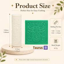 12 Zodiac Embossed Rolling Pin, Astrology Clay Texture Roller, Polymer Clay Stamp Tool, Ceramic Pottery Embossing Roller For DIY Craft Making - Multicolor - View 9