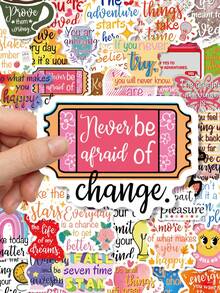50Pcs Colorful Inspirational Quote Stickers, Positive Affirmation Decals For Journal, Water Bottle, Laptop, Scrapbook & Motivation Decor - Multicolor - View 6