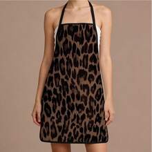 1pc Leopard Print Apron, Polyester Material, Suitable For Cooking, Barbecue, Gardening, Painting, Manicure, Unisex, Indoor And Outdoor Use - Multicolor - View 4