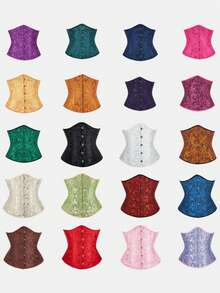 Multi-Color Optional Jacquard Corset, Front Closure & Back Tie Design, Retro Palace Style, Suitable For Daily Wear, Party, Halloween - Multicolor - View 3