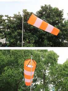 1pc Wind Direction Indicator, Outdoor Weather Wind Sock, Reflective Wind Direction Test Bag, Heavy Duty 23.6 Inch Outdoor Wind Indicator, Bright Colors, Eye-Catching Appearance, Red/White/Orange Striped Durable Polyester Wind Sock, Suitable For Outdoor And Lawn, Airport, Farm, Park, Can Be Used For Wind Direction Indication On Roofs And Towers, Also As Yard Decor, Warning Flag - A - View 2