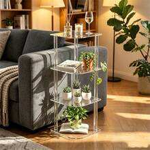 Transparent Acrylic Bookshelf, Small Space Luxury Side Table, Multifunctional Corner Storage Table - Multicolor - View 3