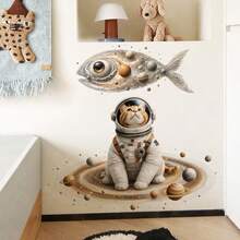1pc Creative Cartoon Vinyl Wall Sticker, Solar System Print, Space Theme Spaceship Decal, Self-Adhesive Wall Sticker For Bedroom, Entrance, Living Room, Porch, Home Decor - 46084-cat's Eye Starry Sky - View 7