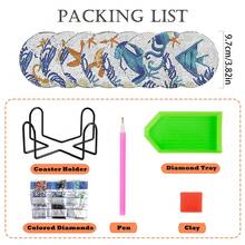 8pcs/Set Diamond Art Painting Coasters With Holder, Mandala Pattern Diamond Art Coasters, Suitable For Adults And Beginners Diamond Painting Kit, Diamond Art Craft Supplies, Exquisite Gift For Friends - Pattern - View 4