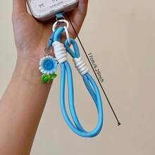 1 pieza Correa de muñeca con colgante de teléfono de girasol, pulsera de teléfono linda con cordón, correa de colgante de teléfono, adecuada para funda de teléfono universal DIY desmontable, anillo de mano portátil creativo anti-pérdida y anti-caída para hombres y mujeres - pieza colgante de girasol - Ver 3
