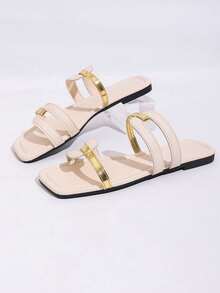 Women Flat Sandals - Beis - View 2