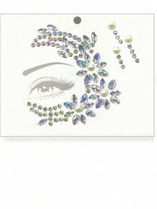1pc Premium Colorful Rhinestone Sticker Forehead Gem Decor Adhesive-Free DIY Nail Art Decoration Suitable For Music Festival Concert Look Valentine's Day Thanksgiving Christmas Halloween Holiday Wedding Nightclub Photography Holiday Party Daily Use Sticker - Multicolor - View 6
