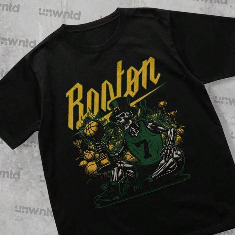 T-Shirt With Skeleton Graphic - Vintage Style - 黑色 3 - 查看 1