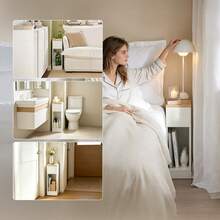 SoBuy Bedside Table With Drawer For Box Spring Bed, Sofa Table, Side Table, Narrow Telephone Table, Nightstand, Bedside Table, Black W X H X D Approx. 20 X 60 X 35 Cm FBT111 - White+Khaki - View 7