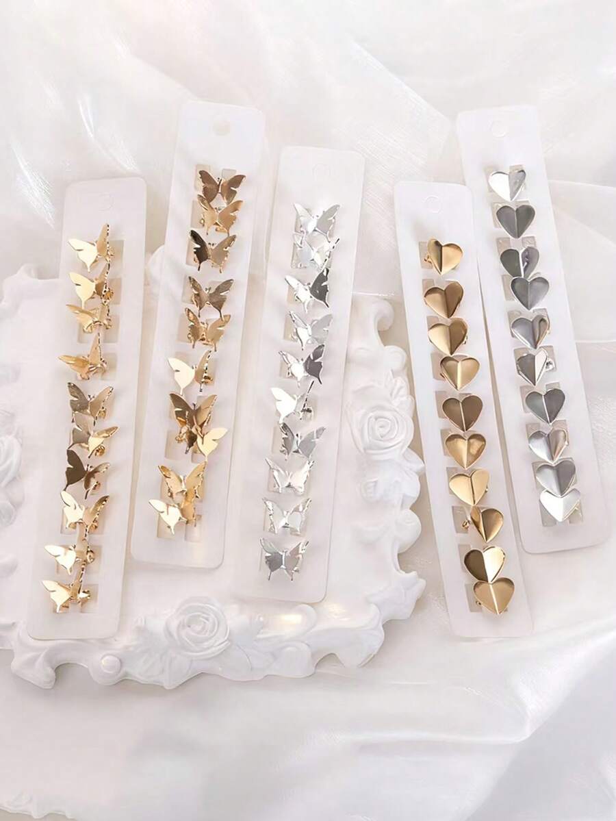 40入金色豆豆小髮夾 髮扣 時尚女款髮飾 編髮配件 金屬蝴蝶裝飾 歐美風編髮飾