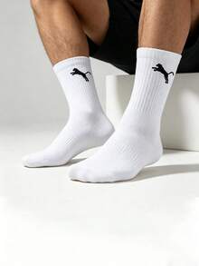 Men's White Minimalist Comfortable Soft Casual Sports Mid-Calf Socks, Size 1/5/10/15/20, Double Pack. Suitable For Everyday Wear, Striped Design, Perfect For Parties, Gifts, And Other Occasions. - Multicolor - View 5