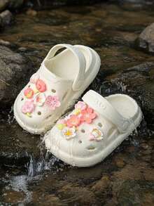 HAHABOBO Summer New Kids Cute 3D Floral Charms Decorated EVA Clogs Casual Slip-On Sandals Shoes For Girls Boys - White - View 5