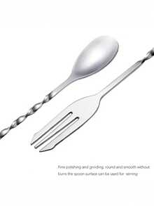 1PC/4PCS Stainless Steel 304 Long Handle Spoon Cocktail Stirring Rod Cocktail Mixing Spoon Ice Spoon Coffee Milk Tea Stirring Rod - Silver - View 5