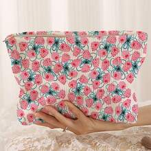 1pc Portable Cosmetic Storage Bag With Mountain Plum Pattern Double-Sided Print Travel Zipper Makeup Pouch Multi-Functional Toiletry Organizer - Multicolor - View 6
