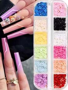 1/2 Boxes Of Floral Nail Art Decorations, Gold And Silver Steel Bead Ornaments, Rhinestones, Nail Art Supplies, Nail Art Accessories, Nail Gems - Multicolor - View 3