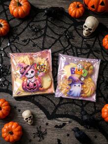 50/100入萬聖節自黏密封袋，南瓜/蜘蛛/骷髏/幽靈禮品袋，Happy Halloween 自黏袋，萬聖節派對裝飾，萬聖節裝飾，不給糖就搗蛋用品，恐怖萬聖節裝飾，禮品包裝袋，鬼屋裝飾，派對小禮物 - 彩色 - 查看 10